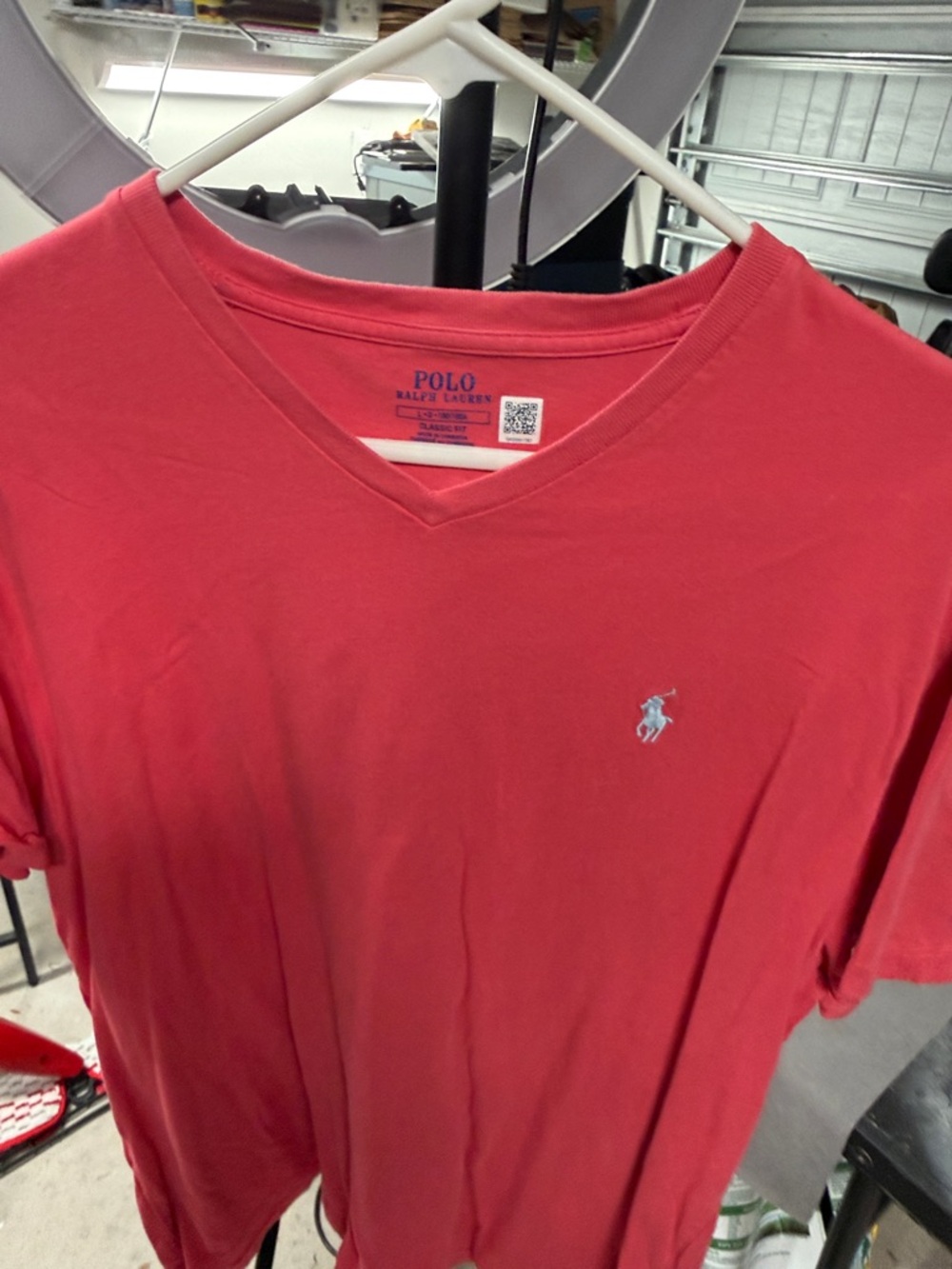 Polo by Ralph Lauren Red V-Neck T-Shirt with Light Blue Pony